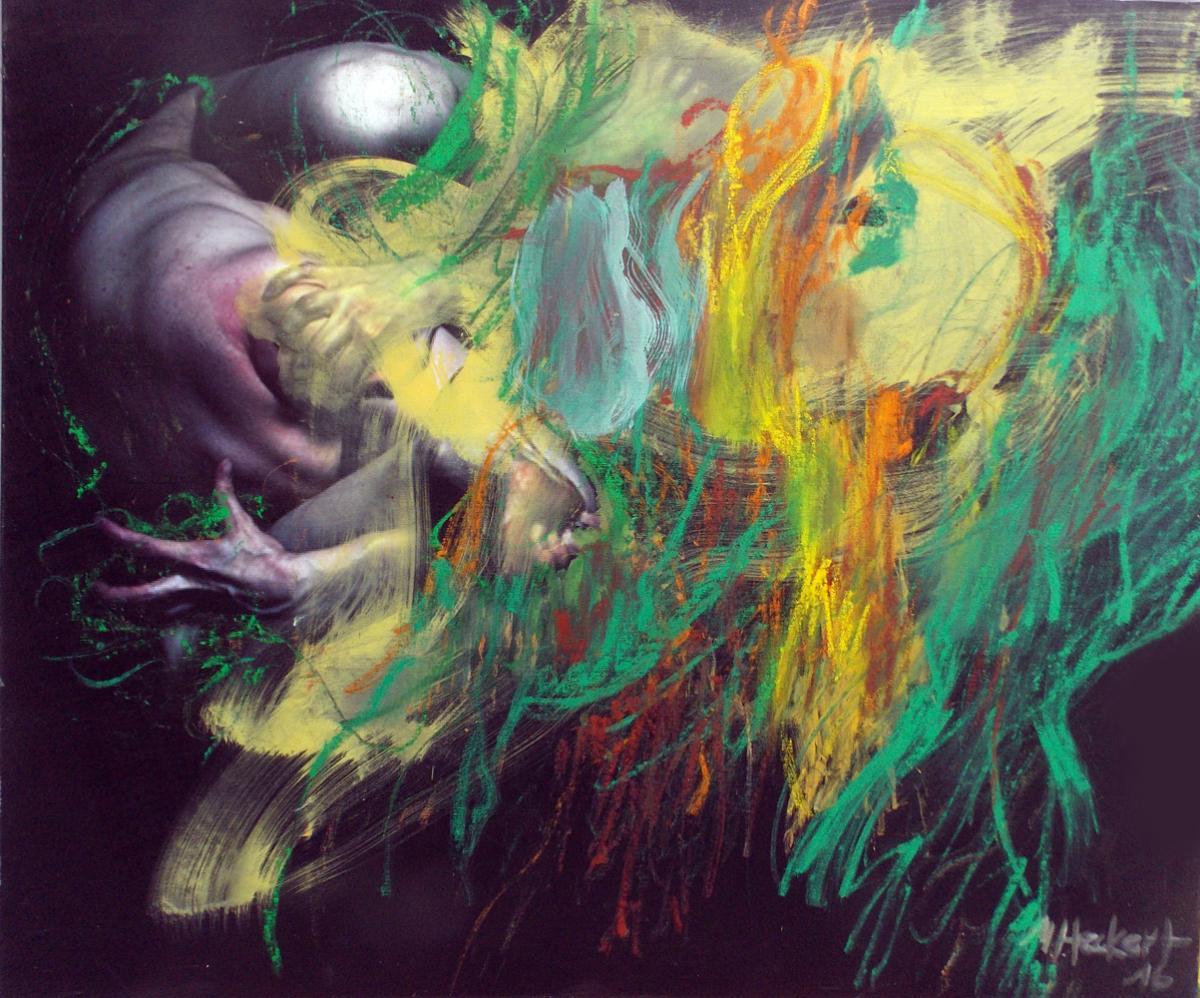 Deliverance, Michael Heckert, Öl/Mischtechnik auf Fotodruck Leinwand, 100x120cm, 2016