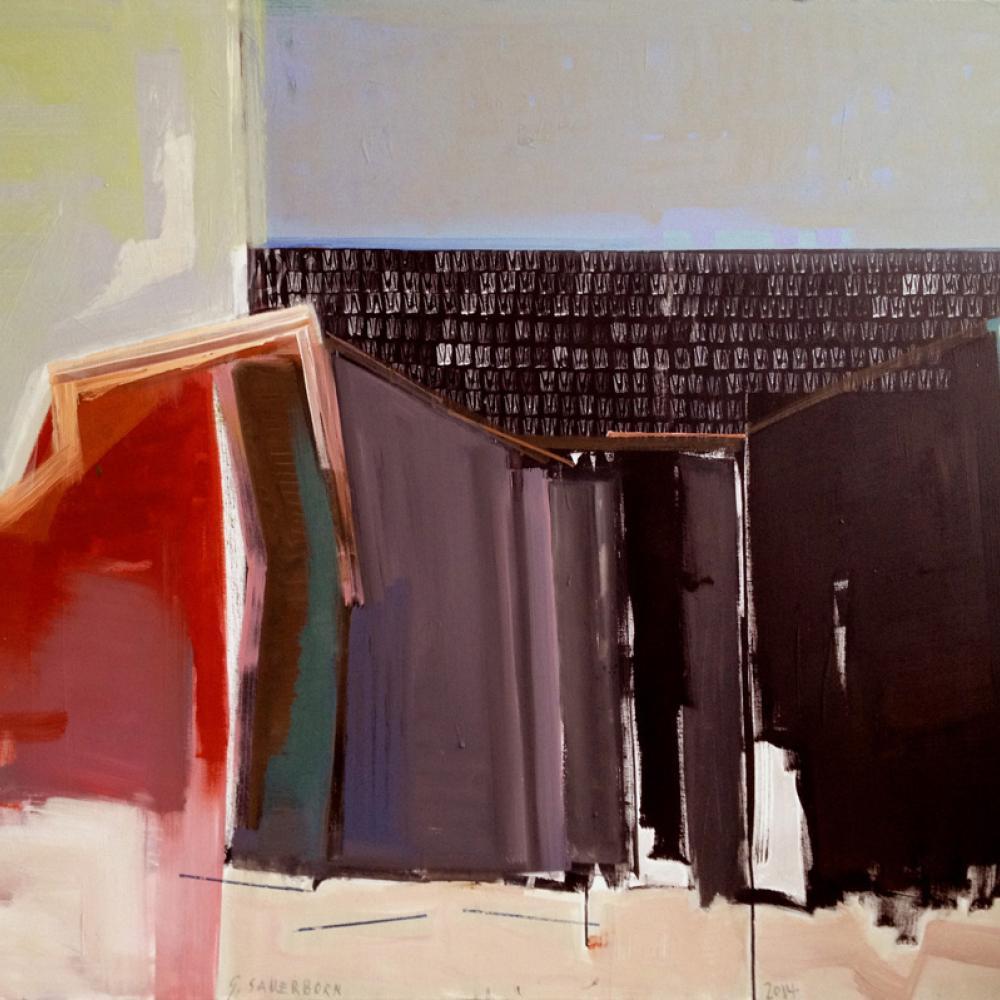 Ins Schwarze, Grit Sauerborn, Aryl und Tusche auf Leinwand, 2014